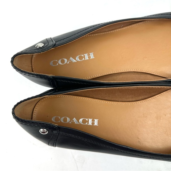 Coach Chelsea Ballet Flats 9.5 Black Soft Leather Cap Toe Slip On Shoes Womens - Picture 5 of 13